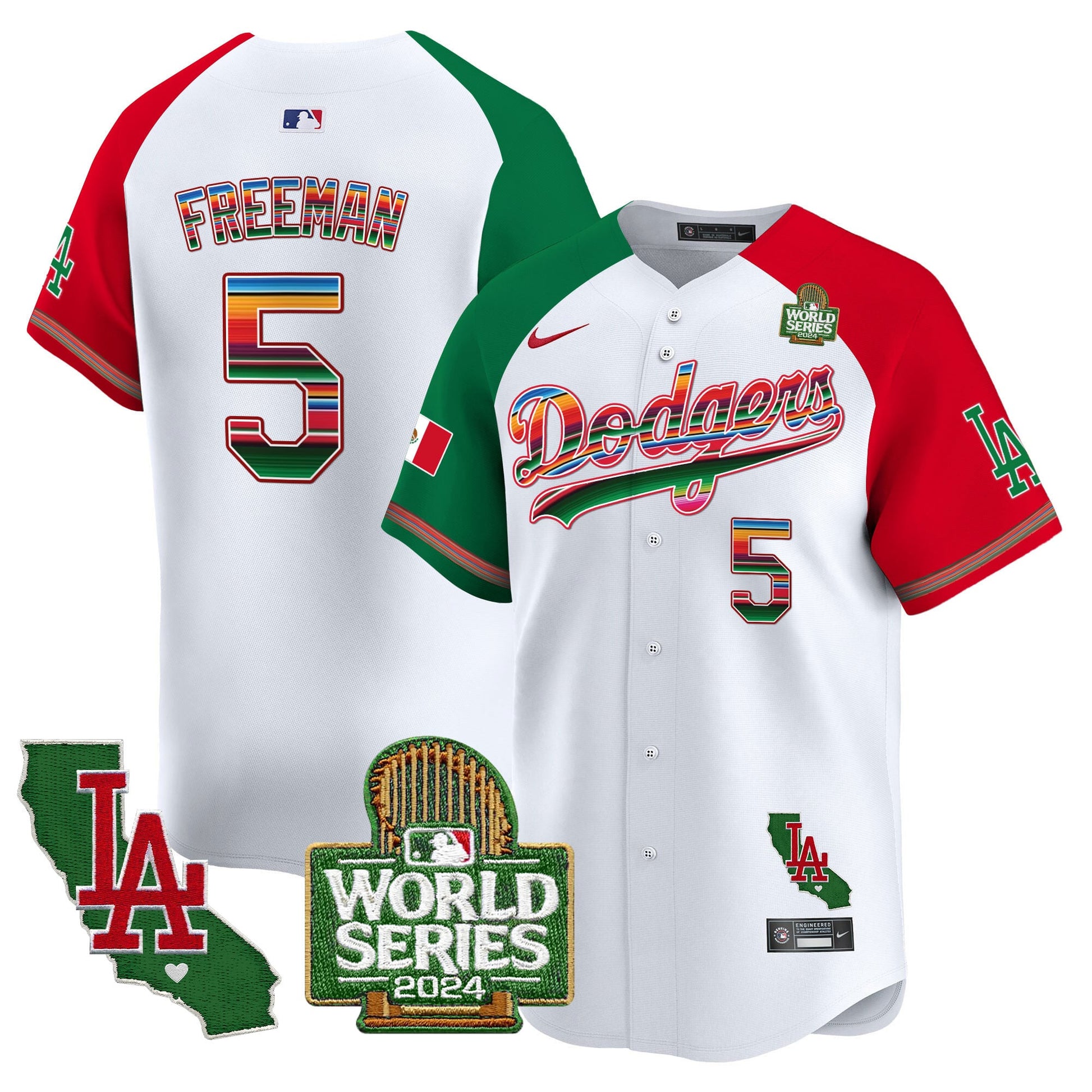Men's Dodgers Mexico 2024 World Series Vapor Premier Limited Jersey V2 - All Stitched