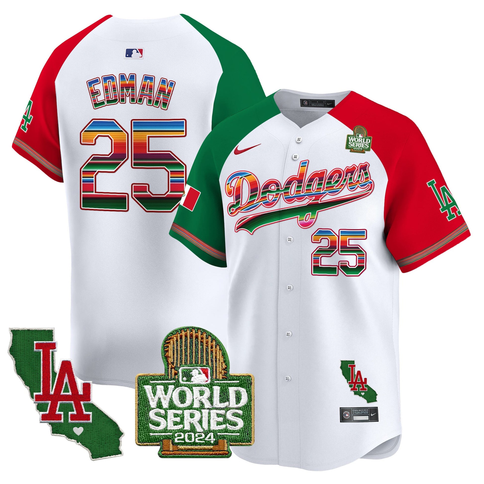 Men's Dodgers Mexico 2024 World Series Vapor Premier Limited Jersey V2 - All Stitched