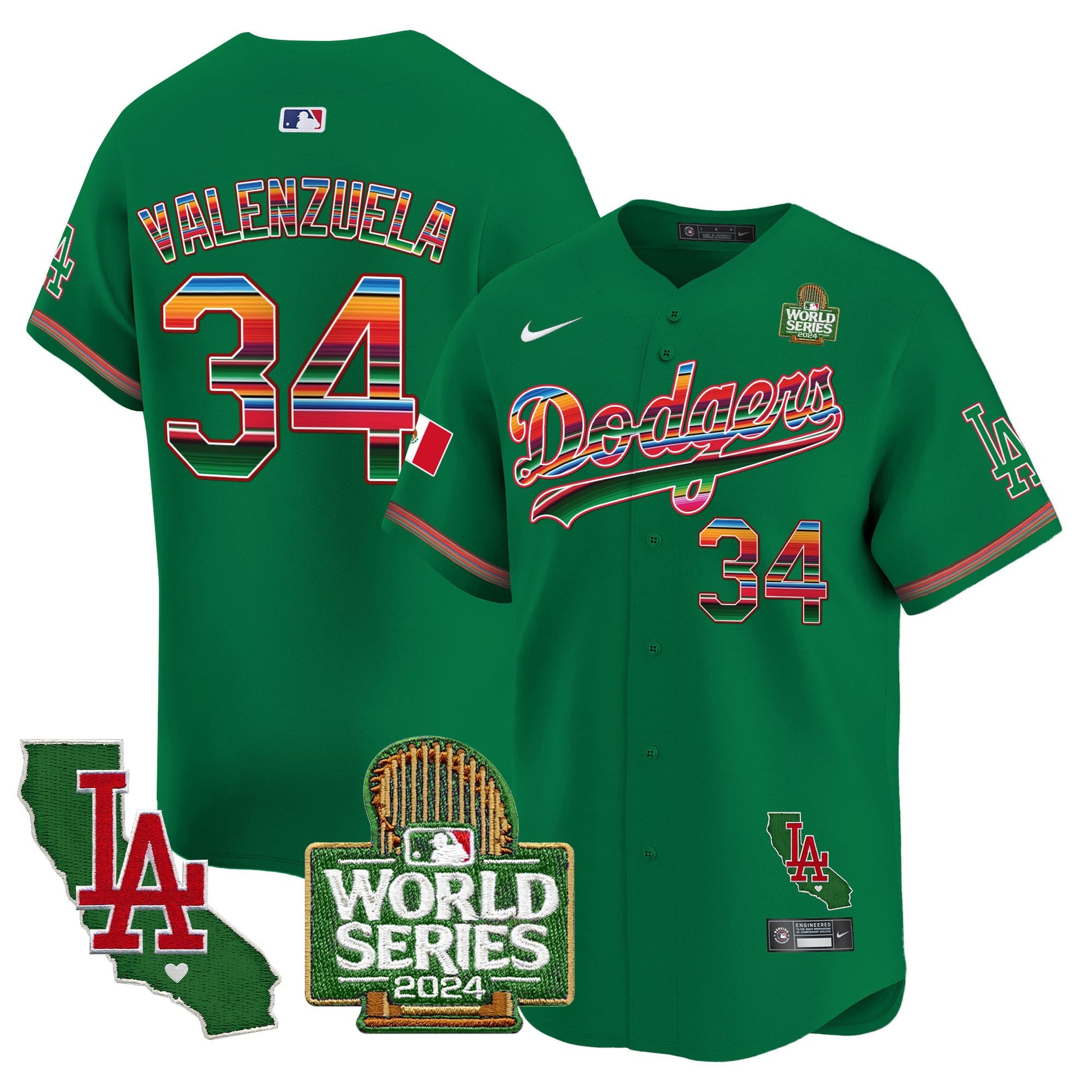 Men's Dodgers Mexico 2024 World Series Vapor Premier Limited Jersey V2 - All Stitched