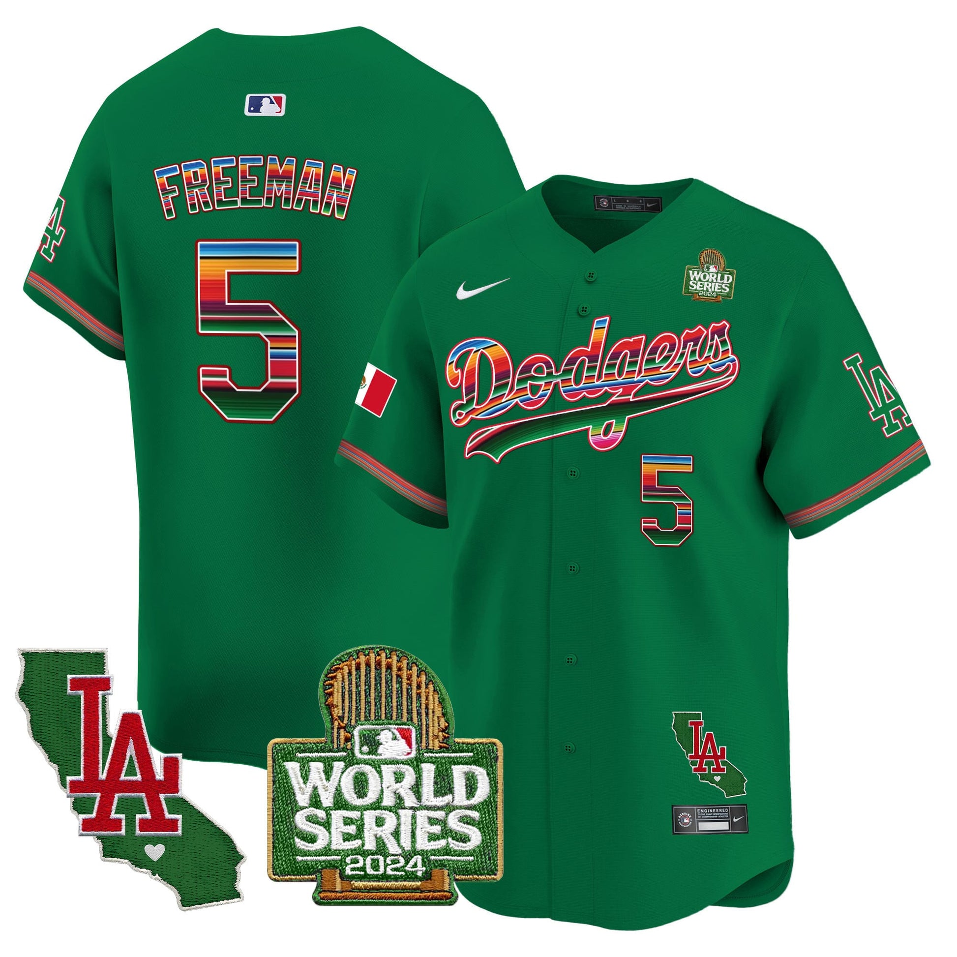 Men's Dodgers Mexico 2024 World Series Vapor Premier Limited Jersey V2 - All Stitched