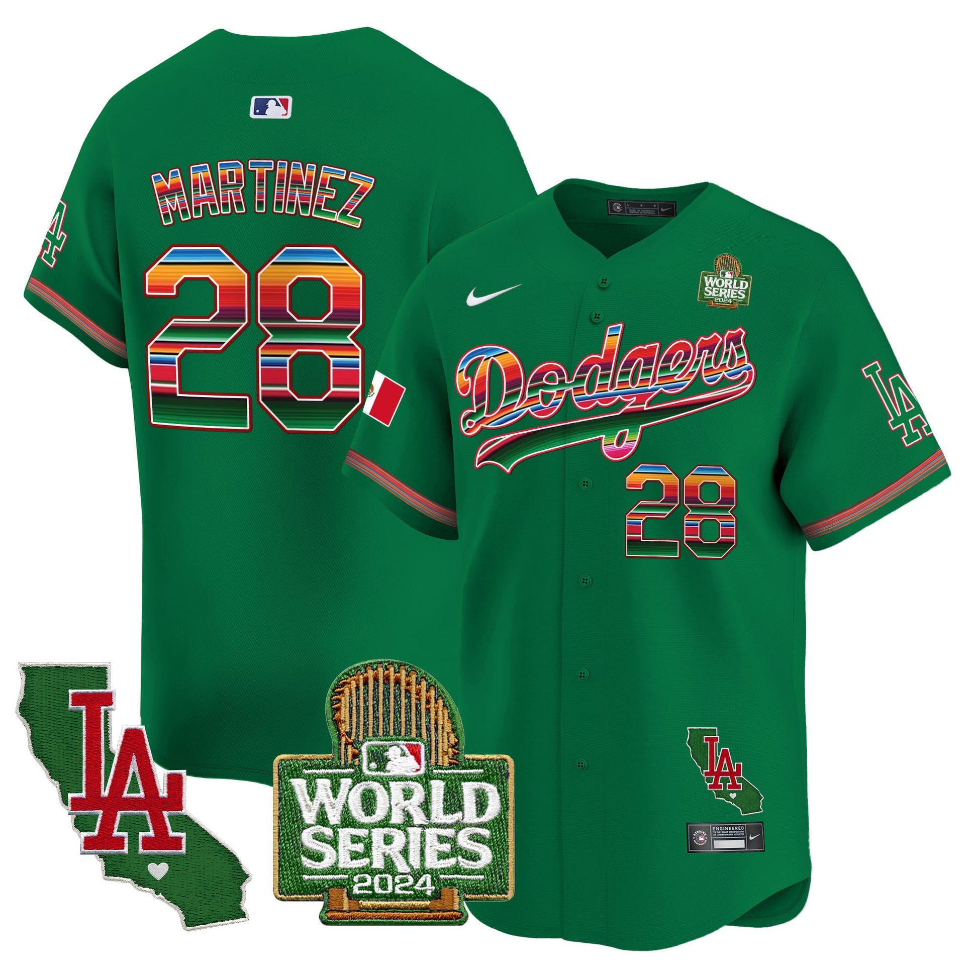 Men's Dodgers Mexico 2024 World Series Vapor Premier Limited Jersey V2 - All Stitched