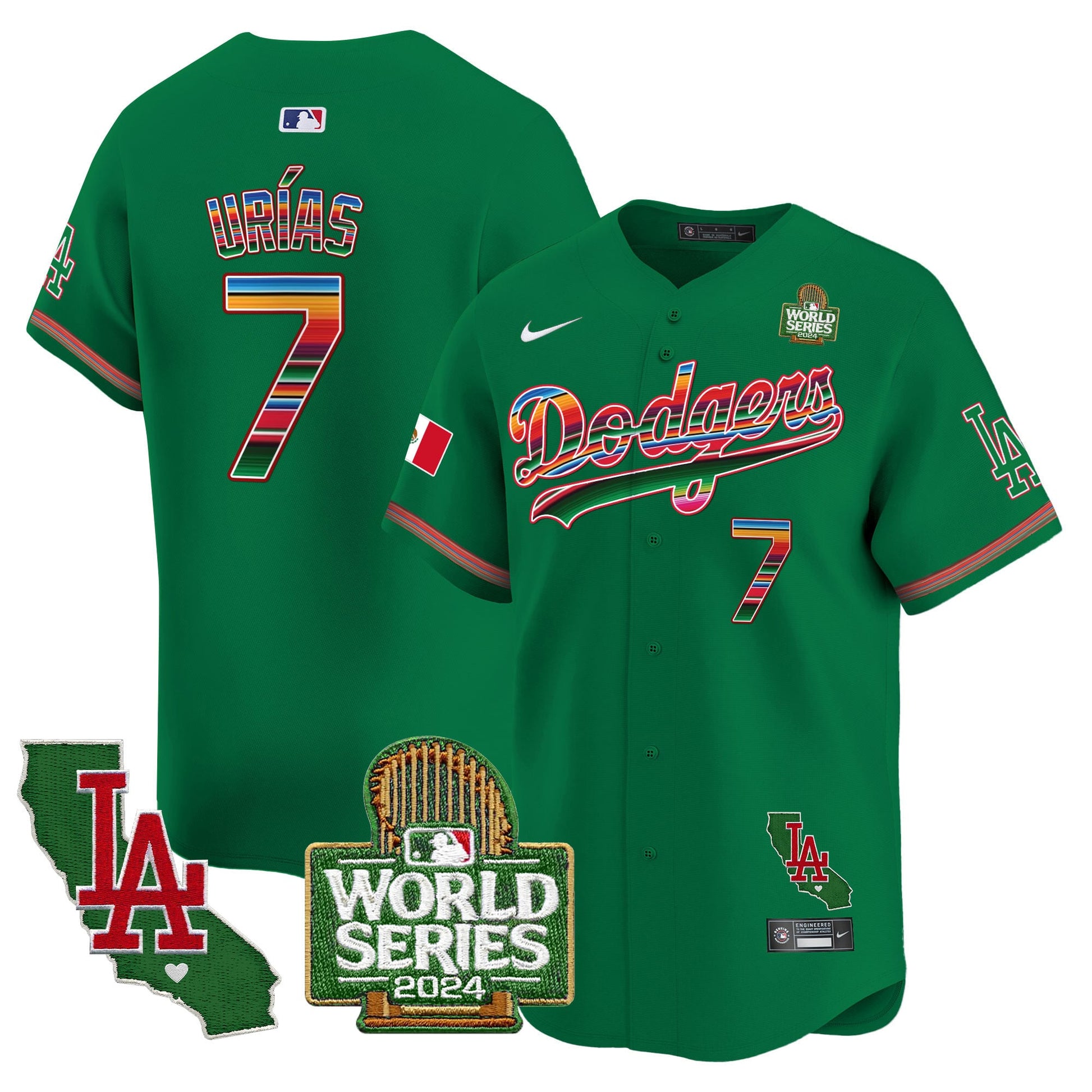 Men's Dodgers Mexico 2024 World Series Vapor Premier Limited Jersey V2 - All Stitched