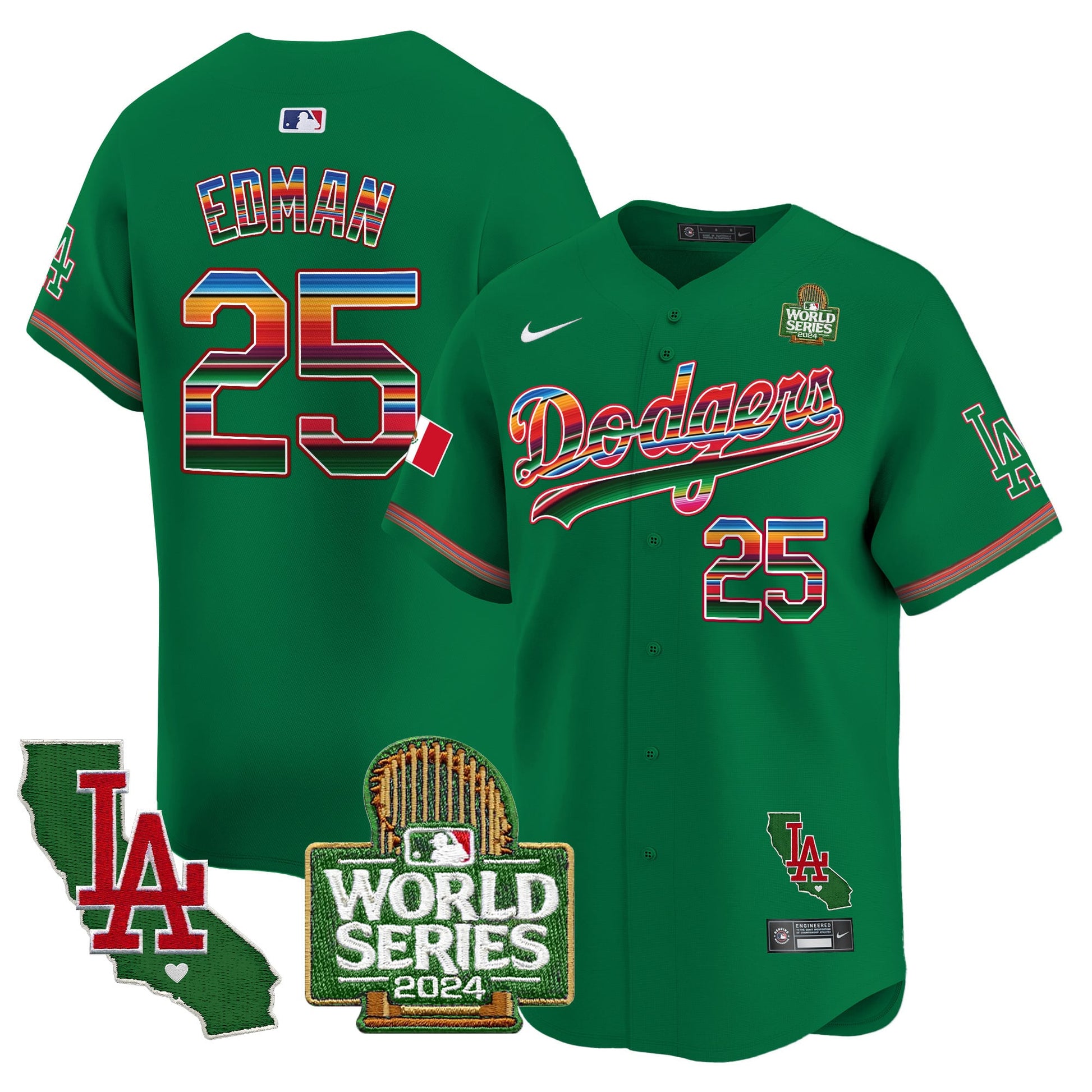 Men's Dodgers Mexico 2024 World Series Vapor Premier Limited Jersey V2 - All Stitched