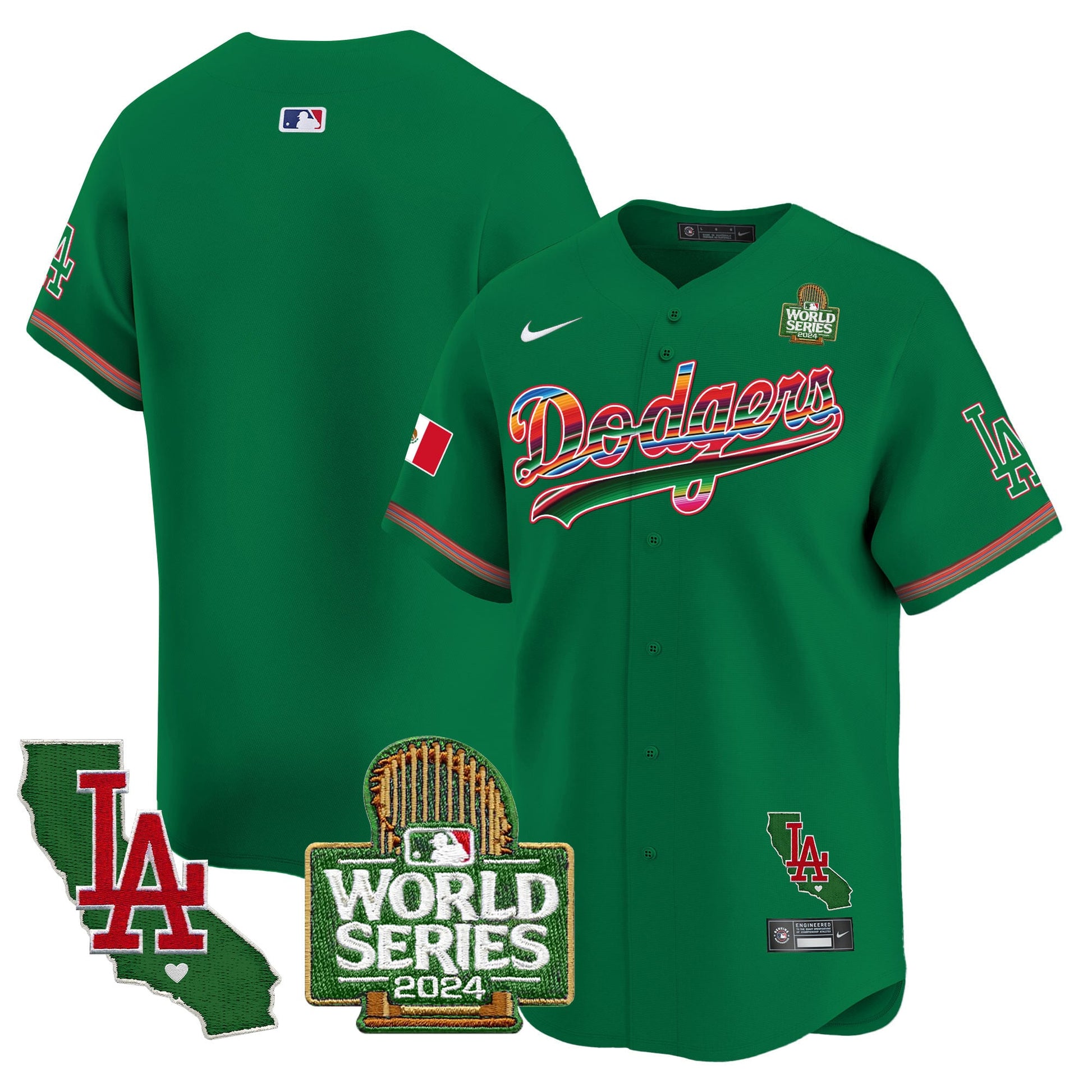 Men's Dodgers Mexico 2024 World Series Vapor Premier Limited Jersey V2 - All Stitched