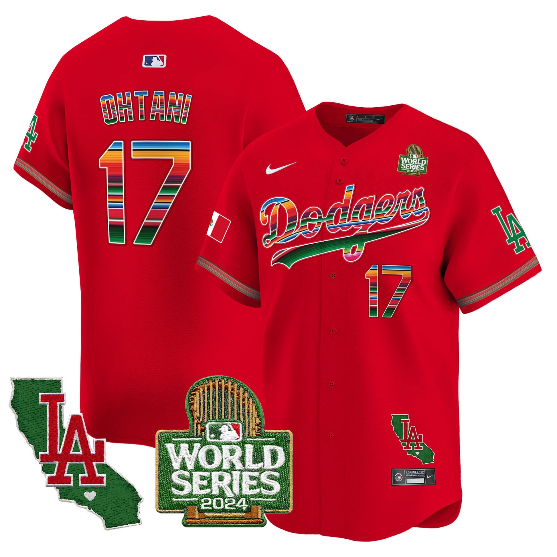 Men's Dodgers Mexico 2024 World Series Vapor Premier Limited Jersey V2 - All Stitched