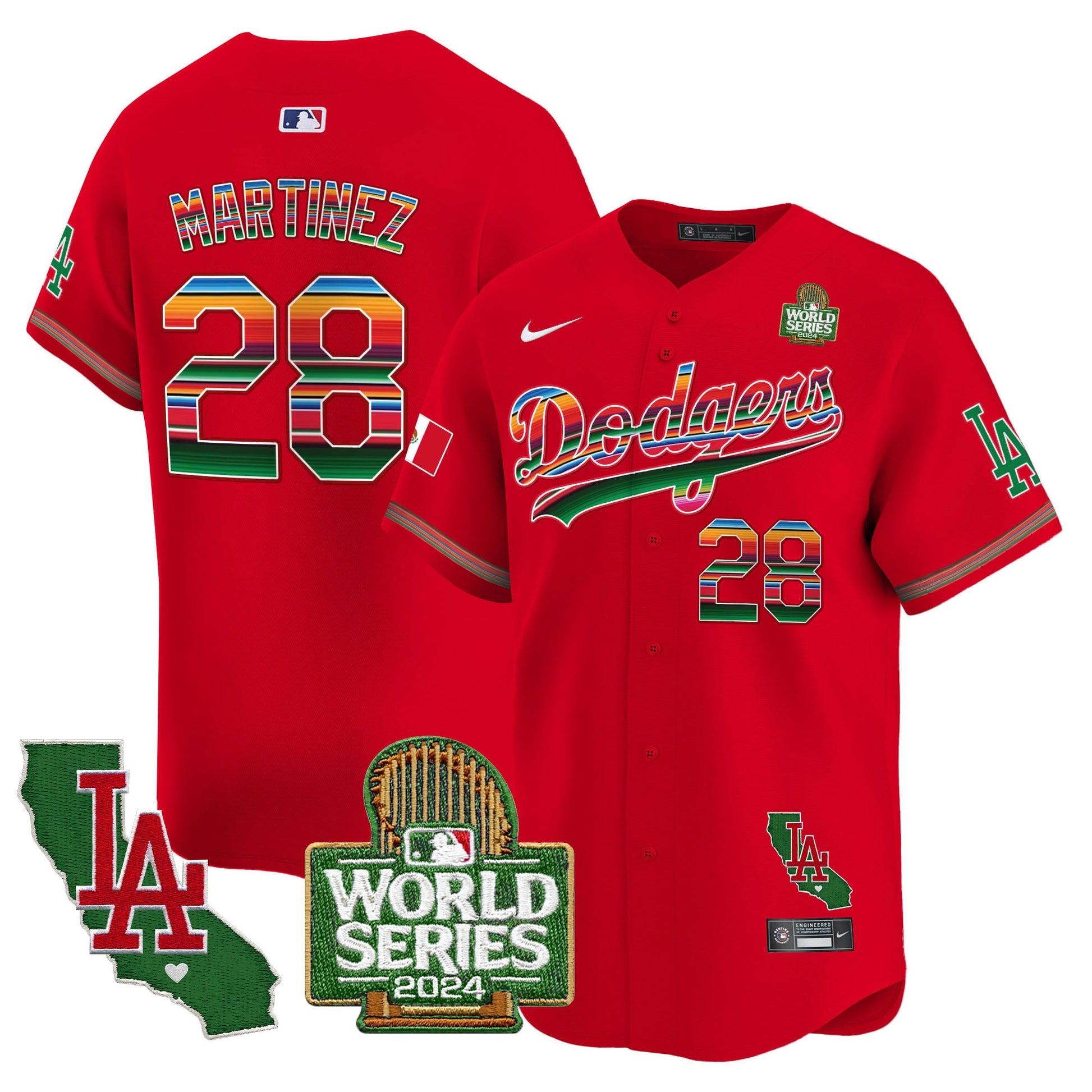 Men's Dodgers Mexico 2024 World Series Vapor Premier Limited Jersey V2 - All Stitched