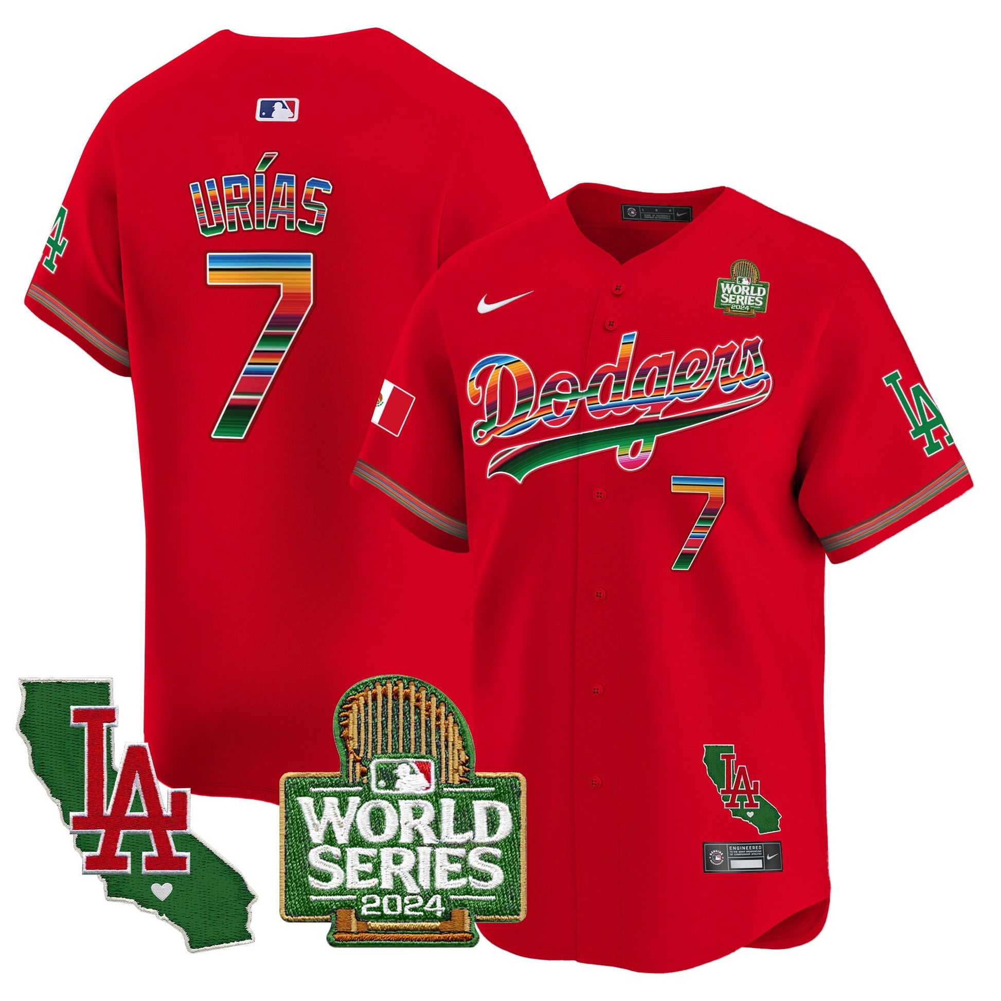 Men's Dodgers Mexico 2024 World Series Vapor Premier Limited Jersey V2 - All Stitched