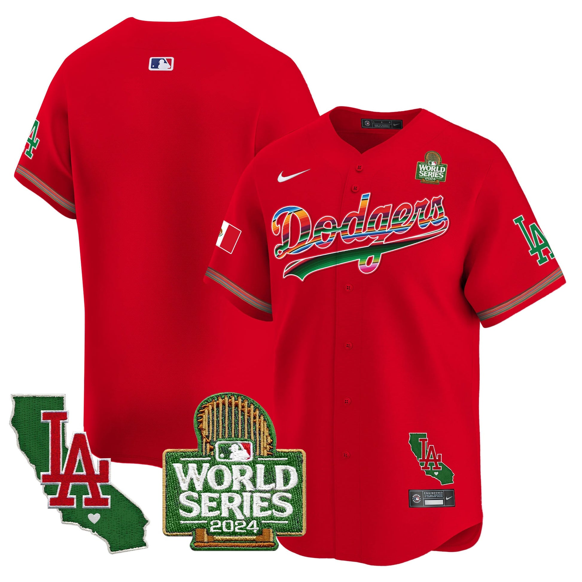 Men's Dodgers Mexico 2024 World Series Vapor Premier Limited Jersey V2 - All Stitched