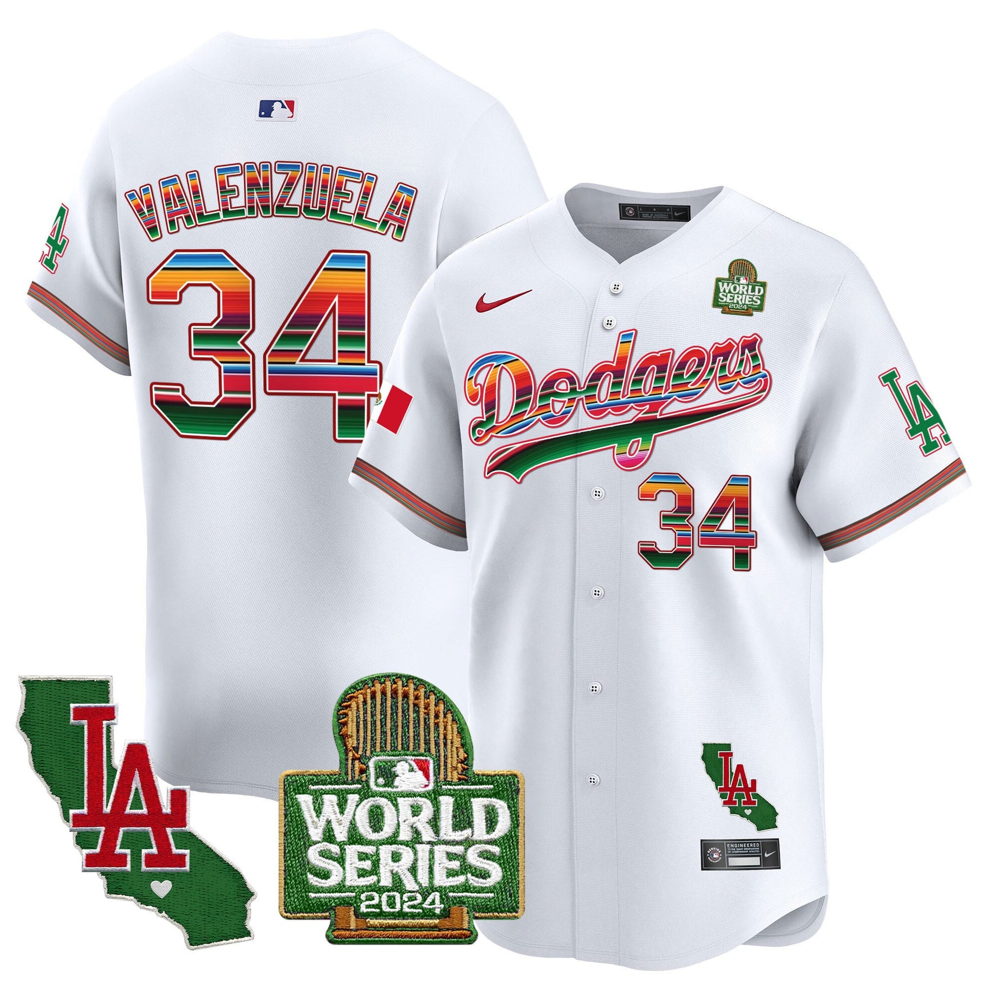 Men's Dodgers Mexico 2024 World Series Vapor Premier Limited Jersey V2 - All Stitched