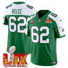 Philadelphia Eagles Kelly Green Super Bowl LIX Patch Vapor Limited Jersey - All Stitched