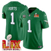 Philadelphia Eagles Kelly Green Super Bowl LIX Patch Vapor Limited Jersey - All Stitched