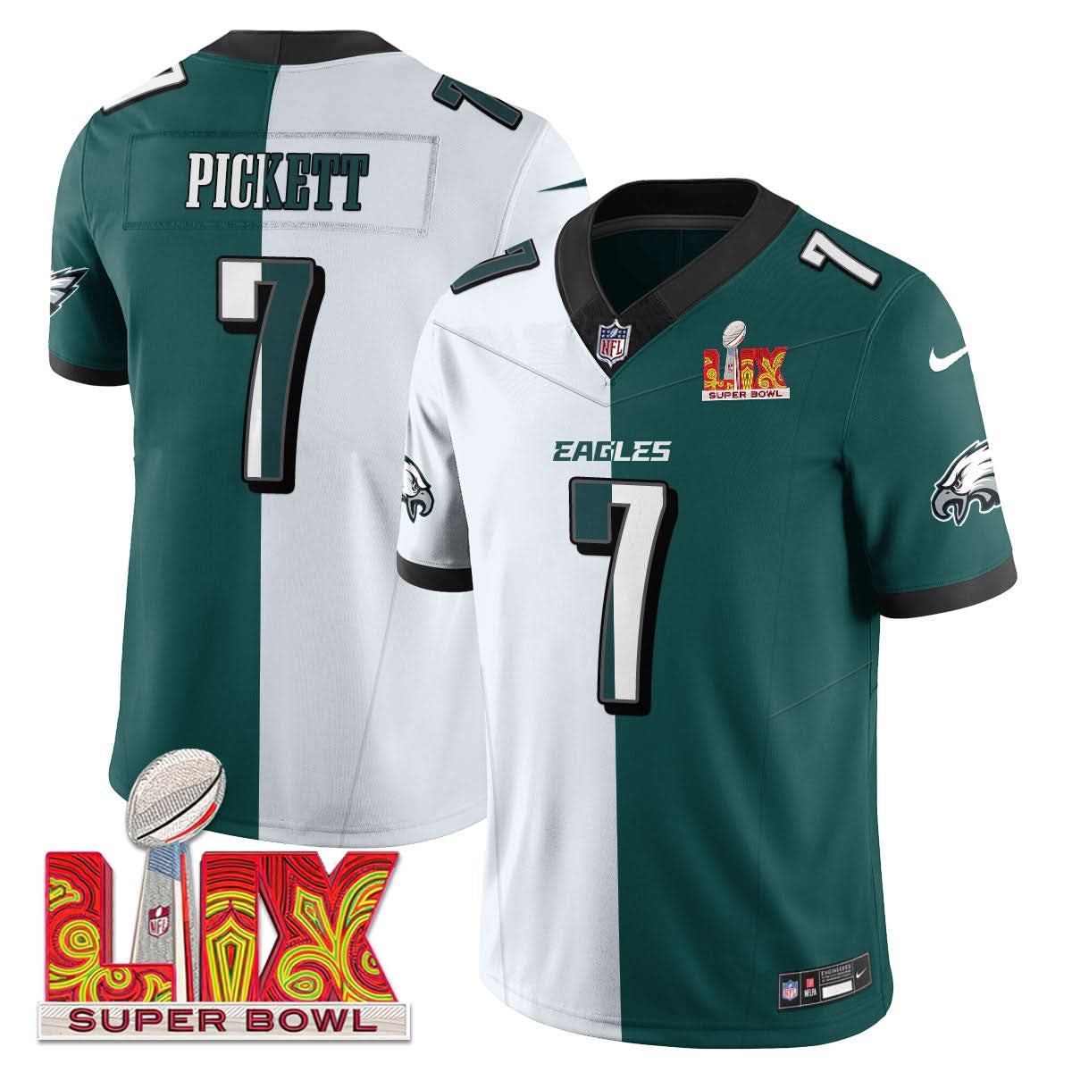 Philadelphia Eagles Super Bowl LIX Patch Vapor Limited Jersey - All Stitched