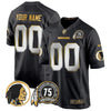 Washington Redskins 75th Patch Throwback Gold Game Custom Jersey - All Stitched