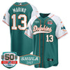 Dolphins 50th & Don Shula 347 Memorial Patch Baseball Jersey - All Stitched
