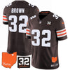 Browns #32 Jim Brown Memorial & Home Patch Vapor Limited Jersey - All Stitched