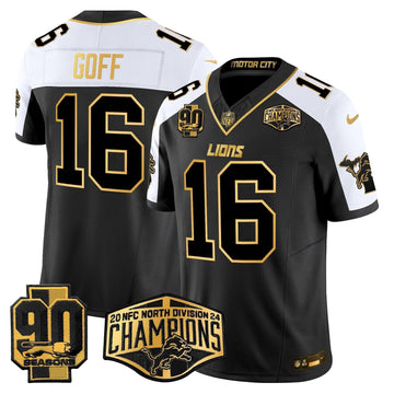 Detroit Lions 2024 NFC North Division Champions Patch Gold Vapor Limited Jersey - All Stitched