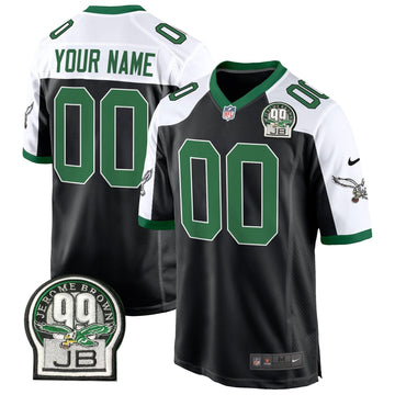 Eagles Jerome Brown Patch Kelly Green Game Custom Jersey - All Stitched