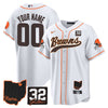 Browns #32 Jim Brown Memorial & Home Patch Baseball Custom Jersey V2 - All Stitched