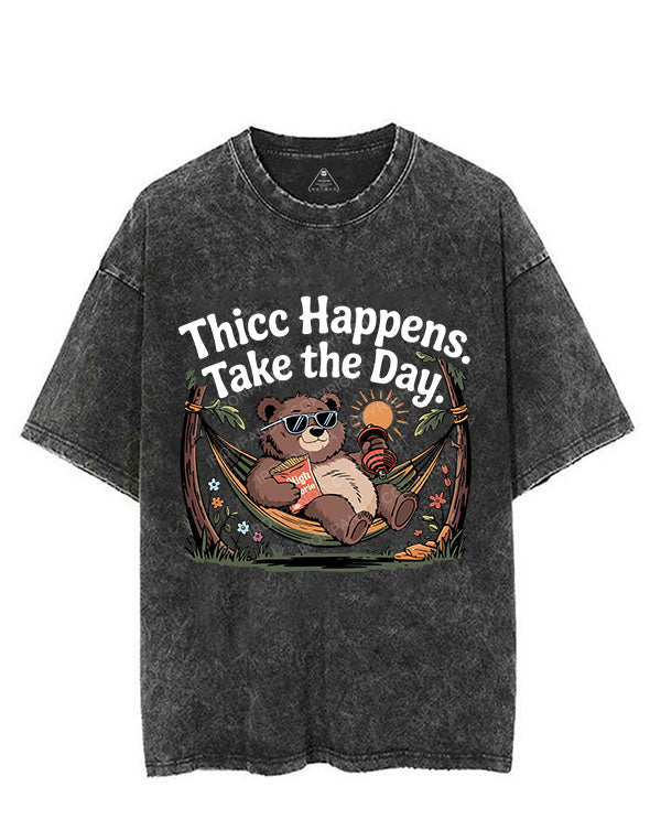 THICC HAPPENS. TAKE THE DAY. VINTAGE GYM SHIRT