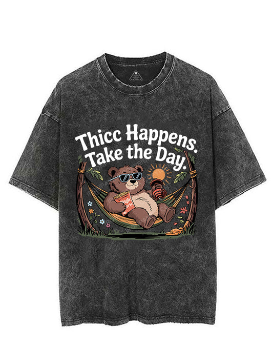 THICC HAPPENS. TAKE THE DAY. VINTAGE GYM SHIRT