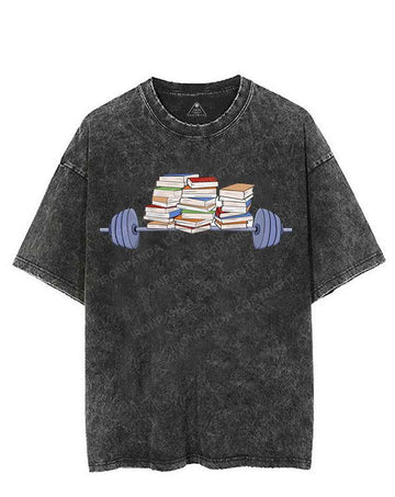 Lifting weights and books VINTAGE GYM SHIRT
