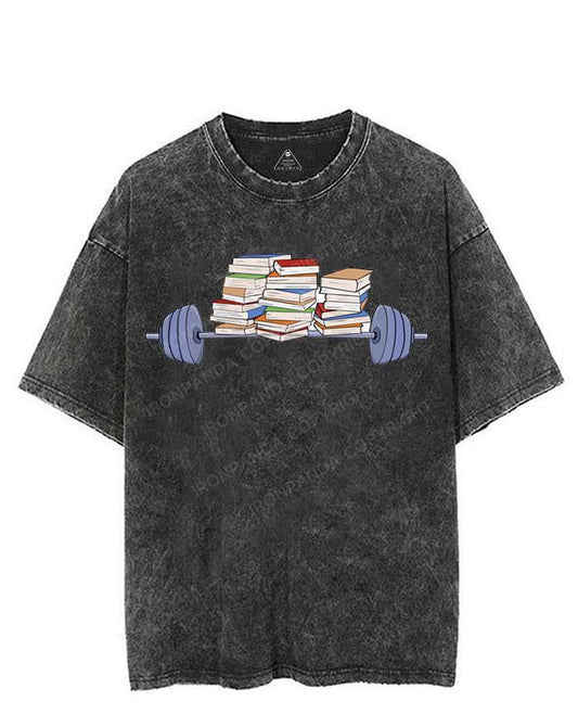 Lifting weights and books VINTAGE GYM SHIRT