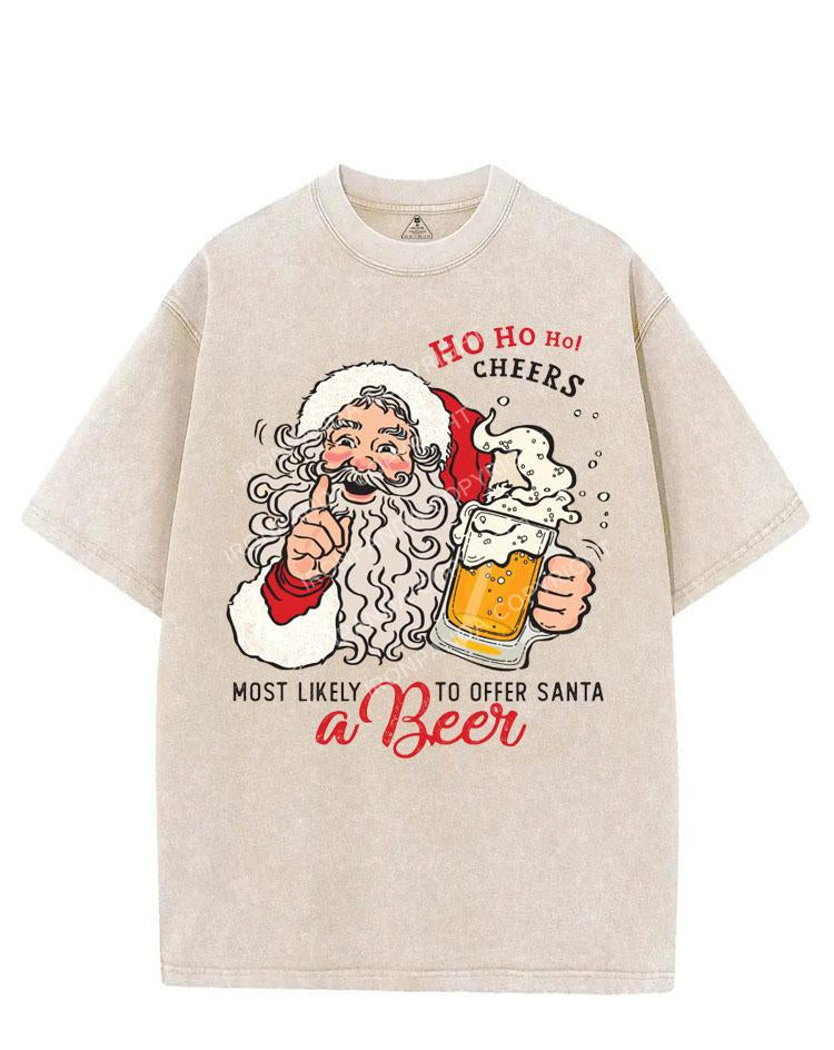 MOST LIKELY A BEER TO OFFER SANTA VINTAGE GYM SHIRT