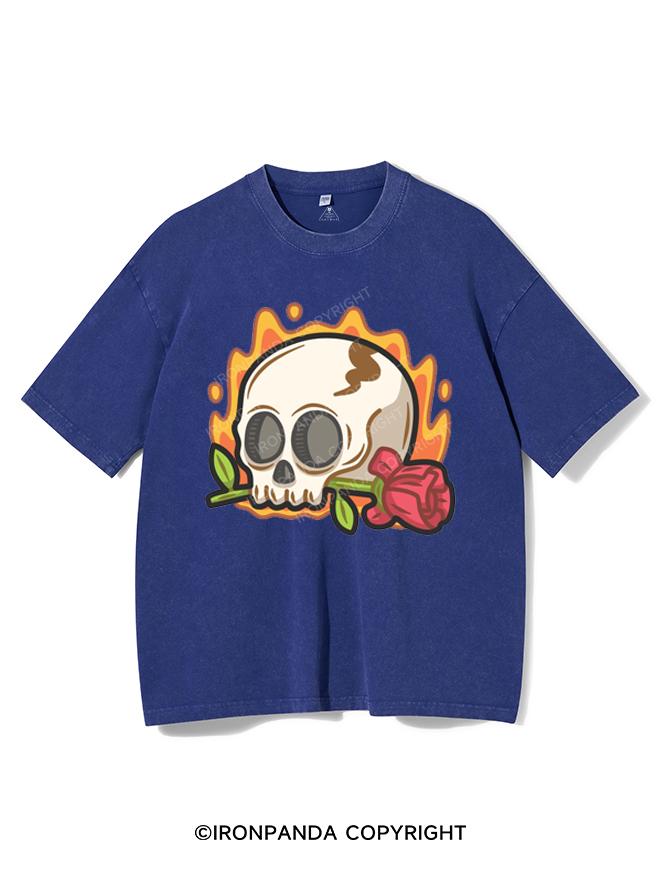 SKELETON FLOWER FIRE VINTAGE GYM SHIRT