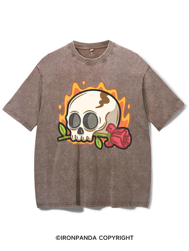 SKELETON FLOWER FIRE VINTAGE GYM SHIRT