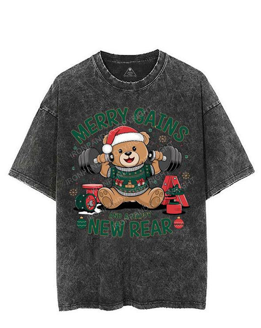MERRY GAINS AND A HAPPY NEW REAR VINTAGE GYM SHIRT