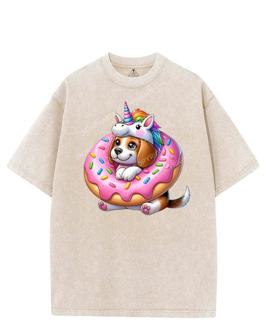 UNICORN PUPPY WITH DONUT HAT VINTAGE GYM SHIRT