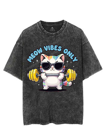 MEOW VIBES ONLY VINTAGE GYM SHIRT