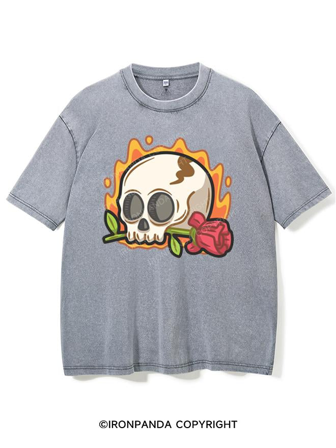 SKELETON FLOWER FIRE VINTAGE GYM SHIRT