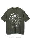 GRIM REAPER RIDING A CAT VINTAGE GYM SHIRT