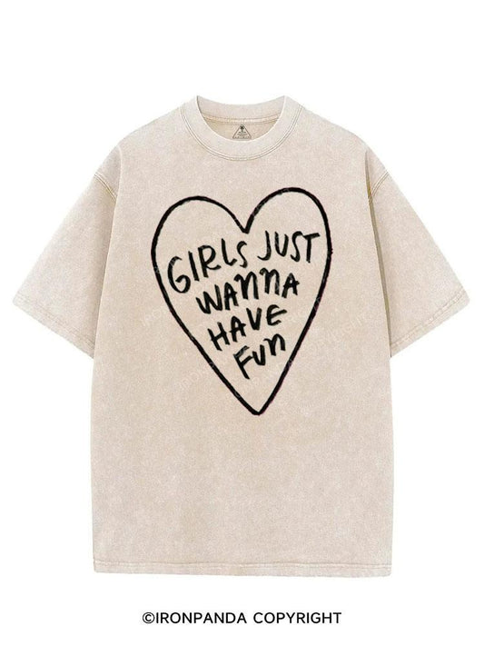 GIRLS JUST WANNA HAVE FUN VINTAGE GYM SHIRT