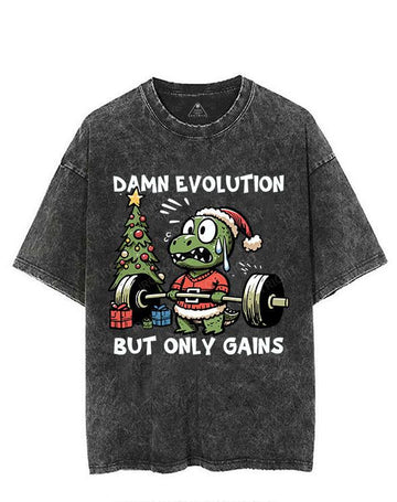 DAMN EVOLUTION BUT ONLY GAINS VINTAGE GYM SHIRT