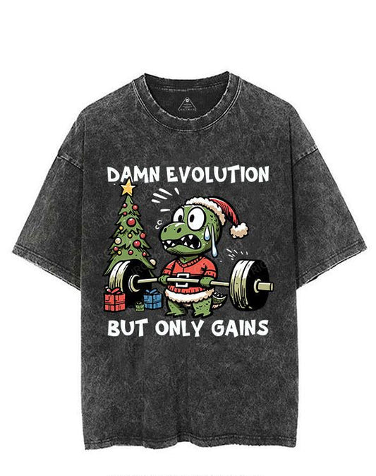 DAMN EVOLUTION BUT ONLY GAINS VINTAGE GYM SHIRT
