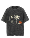 CAT AND PUMPKIN SKELETON VINTAGE GYM SHIRT