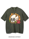 SKELETON FLOWER FIRE VINTAGE GYM SHIRT