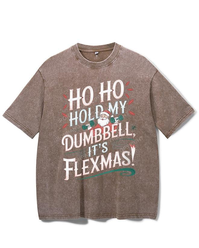 HO HO HOLD MY BUMBBELL IT'S FLEXMAS! VINTAGE GYM SHIRT