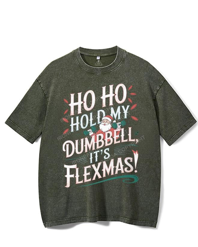 HO HO HOLD MY BUMBBELL IT'S FLEXMAS! VINTAGE GYM SHIRT