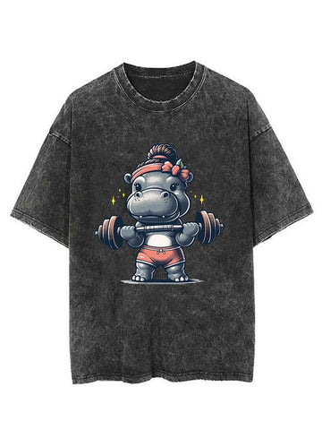 hippo weightlifting Vintage Gym Shirt