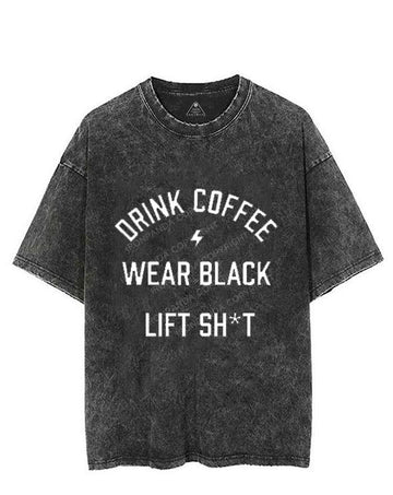 DRINK COFFEE WEAR BLACK VINTAGE GYM SHIRT