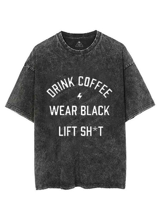 DRINK COFFEE WEAR BLACK VINTAGE GYM SHIRT