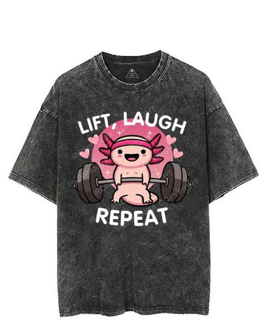LIFT, LAUGH, REPEAT AXOLOTL VINTAGE GYM SHIRT