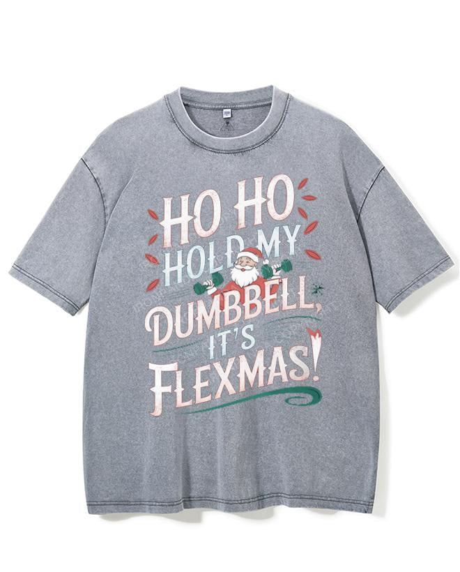 HO HO HOLD MY BUMBBELL IT'S FLEXMAS! VINTAGE GYM SHIRT