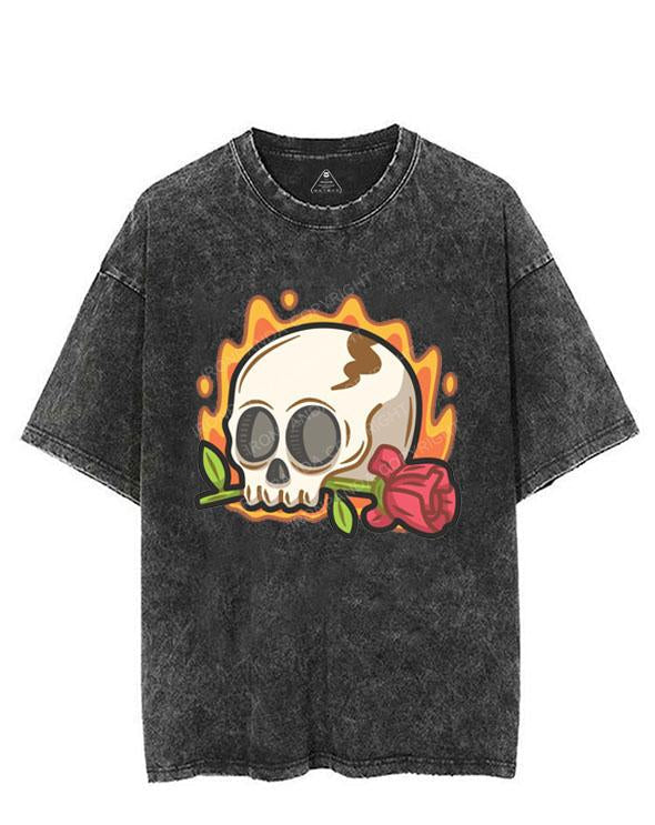 SKELETON FLOWER FIRE VINTAGE GYM SHIRT
