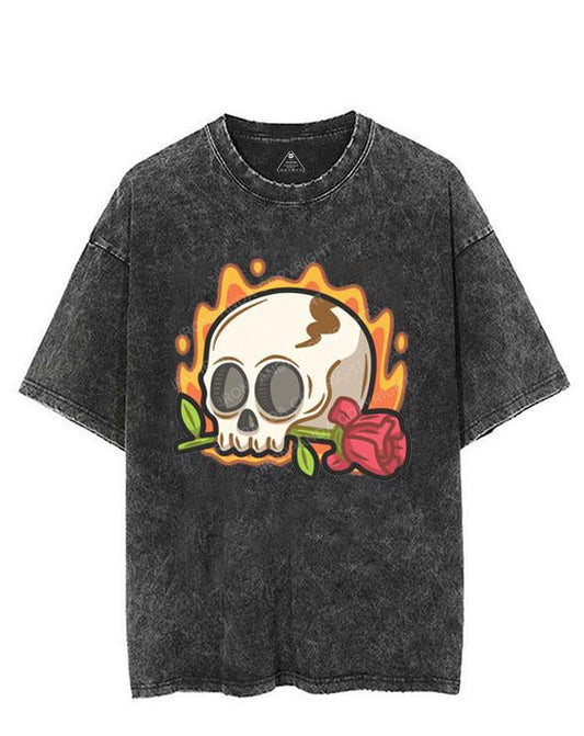 SKELETON FLOWER FIRE VINTAGE GYM SHIRT