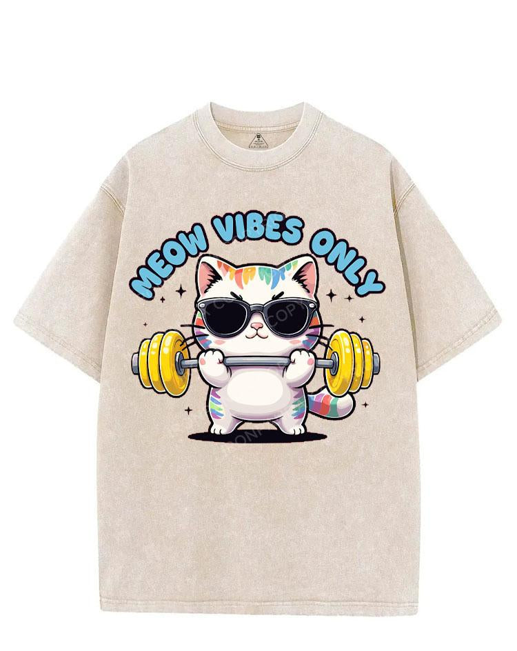 MEOW VIBES ONLY VINTAGE GYM SHIRT