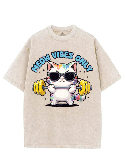 MEOW VIBES ONLY VINTAGE GYM SHIRT